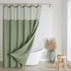 Unyqoos® Waterdicht douchegordijn met wafelweefsel en gaasvenster voor hoteluitstraling,groen,183 cm