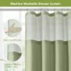 Unyqoos® Waterdicht douchegordijn met wafelweefsel en gaasvenster voor hoteluitstraling,groen,183 cm