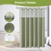 Unyqoos® Waterdicht douchegordijn met wafelweefsel en gaasvenster voor hoteluitstraling,groen,183 cm