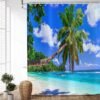 550x550-9564.jpg Unyqoos® Polyester Douchegordijn met Tropisch Strandontwerp voor Badkamers, Inclusief Haken en Eenvoudige Installatie