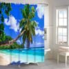 550x550-9565.jpg Unyqoos® Polyester Douchegordijn met Tropisch Strandontwerp voor Badkamers, Inclusief Haken en Eenvoudige Installatie