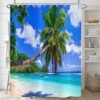 550x550-9568.jpg Unyqoos® Polyester Douchegordijn met Tropisch Strandontwerp voor Badkamers, Inclusief Haken en Eenvoudige Installatie