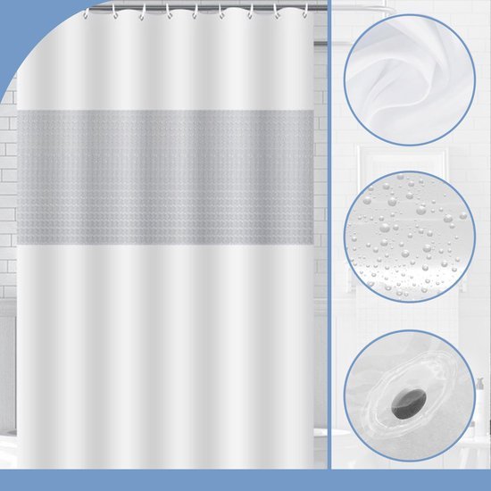 550x550-9570.jpg Unyqoos® Douchescherm Wit Gesplitst 180x180cm met Gewichten en Magneten Onderzijde, Schimmelbestendig en Waterdicht