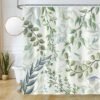 Unyqoos® Groen Eucalyptus Douchegordijn met Waterafstotend en Schimmelbestendig Polyester, Inclusief Haken