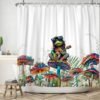 Unyqoos® Uniek Douchegordijn met Kleurrijke Kikker en Bloemen Ontwerp, 180 x 200 cm, Waterbestendig