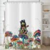 Unyqoos® Uniek Douchegordijn met Kleurrijke Kikker en Bloemen Ontwerp, 180 x 200 cm, Waterbestendig