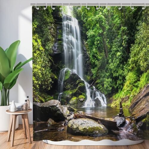 550x550-9654.jpg Unyqoos® Waterdicht douchegordijn met tropische jungleprint voor badkamerdecoratie