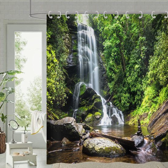 Unyqoos® Waterdicht douchegordijn met tropische jungleprint voor badkamerdecoratie