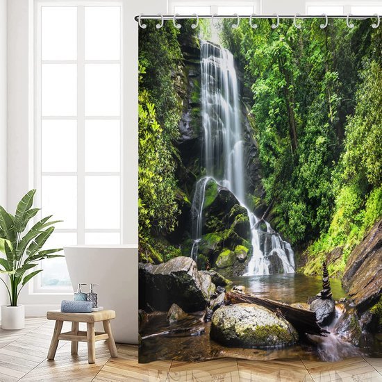 Unyqoos® Waterdicht douchegordijn met tropische jungleprint voor badkamerdecoratie