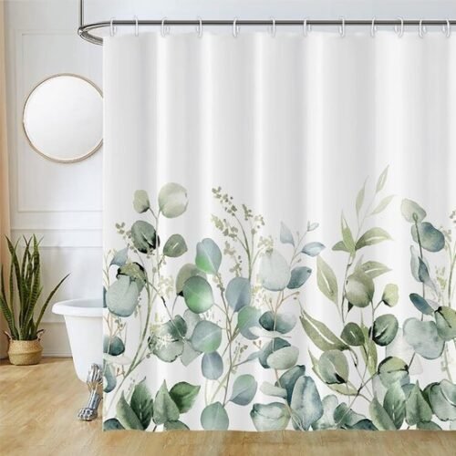550x550-9659.jpg Unyqoos® Luxueus Douchegordijn met Groene Bladeren en Waterdicht Aquarel Plantenmotief voor Badkamer