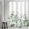 Unyqoos® Luxueus Douchegordijn met Groene Bladeren en Waterdicht Aquarel Plantenmotief voor Badkamer