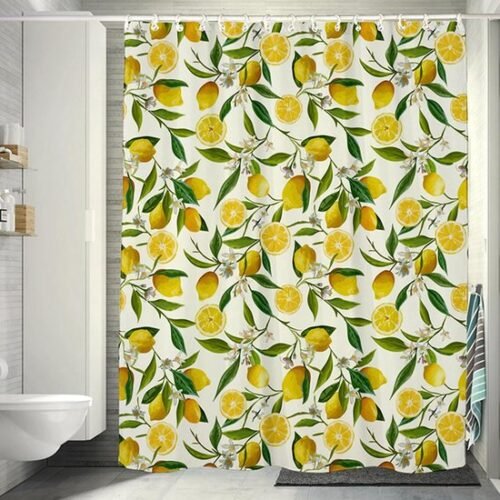 Unyqoos® Retro Geel Douchegordijn met Bloemenpatroon voor Badkamerdecoratie