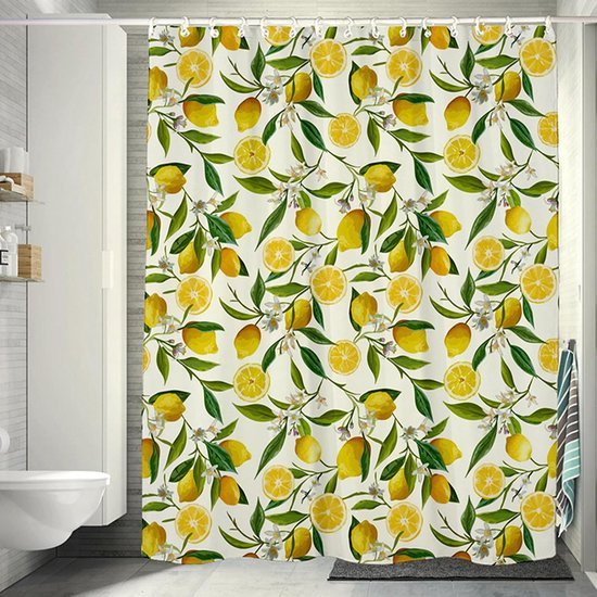 Unyqoos® Retro Geel Douchegordijn met Bloemenpatroon voor Badkamerdecoratie