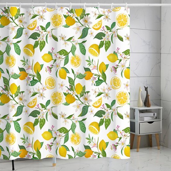 Unyqoos® Retro Geel Douchegordijn met Bloemenpatroon voor Badkamerdecoratie