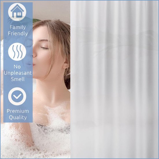 550x550-9682.jpg Unyqoos® Douchescherm Beige 180x180 cm met Gewichten en Magneten Onderin, Schimmelbestendig en Waterdicht, Inclusief 12 Haken