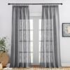 Unyqoos® Stijlvolle Halftransparante Linnenlook Gordijnen voor Woonkamer - Set van 2, 245 x 140 cm, Donkergrijs