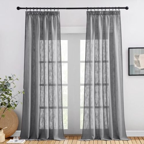550x550-9691.jpg Unyqoos® Stijlvolle Halftransparante Linnenlook Gordijnen voor Woonkamer - Set van 2, 245 x 140 cm, Donkergrijs