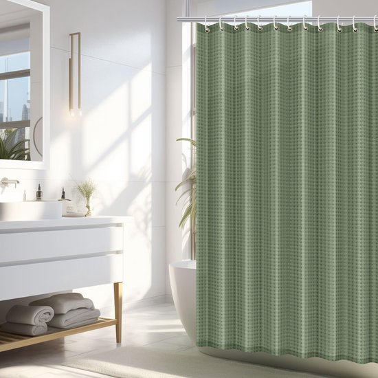 Unyqoos® Stijlvol Waterbestendig Douchegordijn met Wafelpatroon en Praktische Ophangringen, 180 x 200 cm