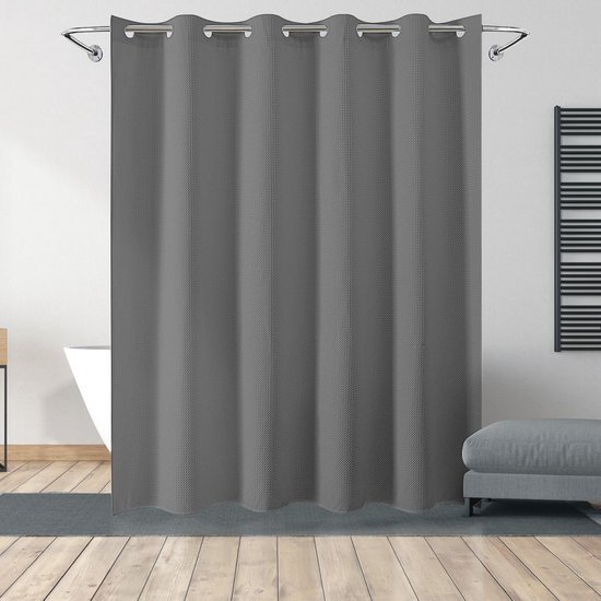 550x550-9735.jpg Unyqoos® Waterafstotend douchegordijn met wafelpatroon en verzwaarde zoom, grijs