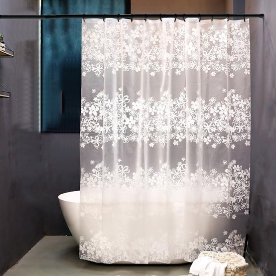 550x550-9763.jpg Unyqoos® Waterdicht douchegordijn met bloemmotief en kunststof haken