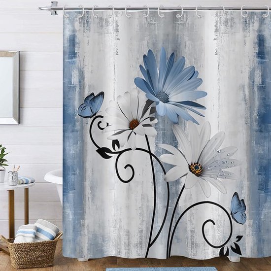 550x550-9774.jpg Unyqoos® Rustieke douchegordijn met bloemen en vlinders voor een landelijke badkamer