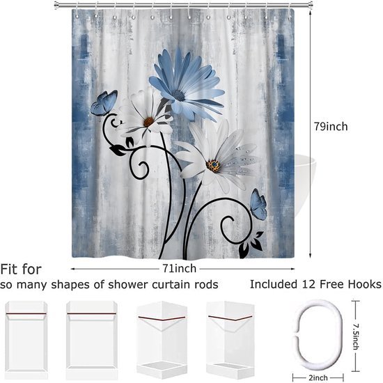 550x550-9776.jpg Unyqoos® Rustieke douchegordijn met bloemen en vlinders voor een landelijke badkamer