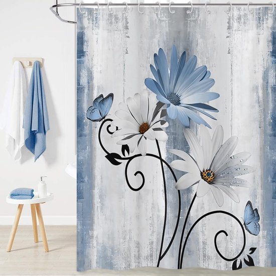 550x550-9777.jpg Unyqoos® Rustieke douchegordijn met bloemen en vlinders voor een landelijke badkamer
