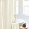 Unyqoos® Stijlvol waterdicht douchegordijn met chevron-strepen en kwastjes in beige
