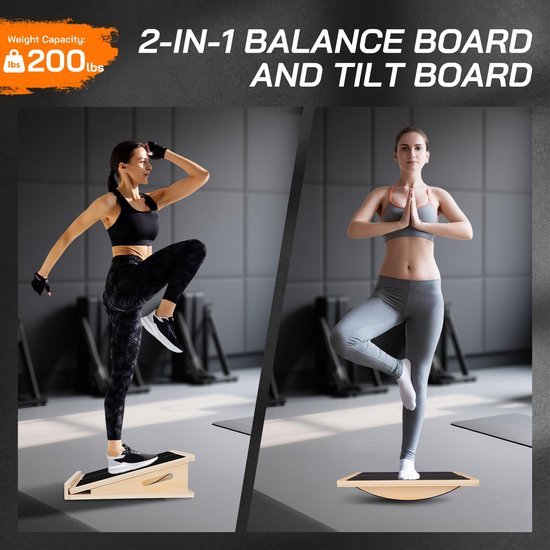 Unyqoos® Verstelbaar 2-in-1 Balans- en Kuitstrekbord voor Thuis en Kantoor Training