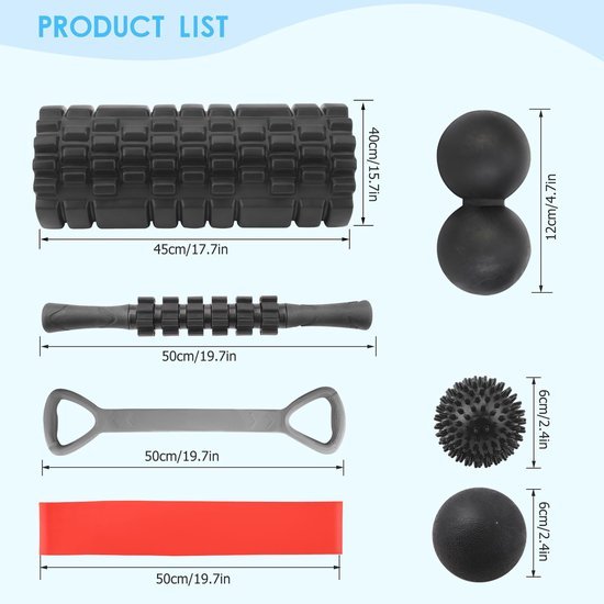 Unyqoos® Complete set voor spierontspanning en krachttraining met massageballen en weerstandsbanden