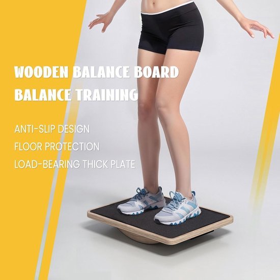 Unyqoos® Houten wiebelplank voor balans en kernkracht met antislip ontwerp