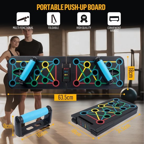 Unyqoos® Opvouwbaar en draagbaar push-upbord voor veelzijdige spiertraining thuis