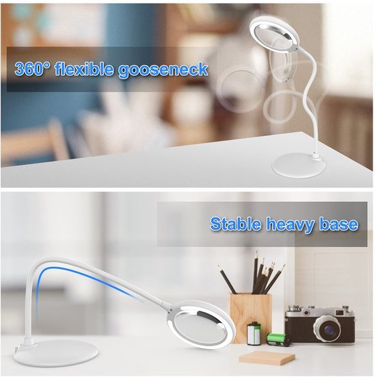 Unyqoos® Verstelbaar vergrootglas met LED-verlichting voor hobby's en professioneel gebruik