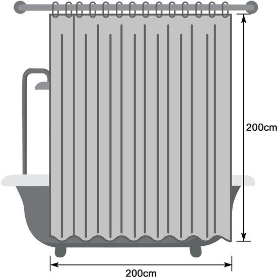 Unyqoos® Extra Breed Douchegordijn van Textiel in Donkergrijs met Schimmelwerende en Waterdichte Eigenschappen