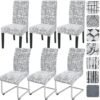 550x551-35.jpg Unyqoos® Set van 6 Stretch Stoelhoezen voor Schuifstoelen - Universele Wasbare Bescherming voor Eetkamerstoelen
