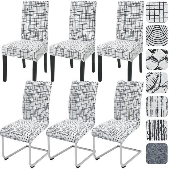 550x551-35.jpg Unyqoos® Set van 6 Stretch Stoelhoezen voor Schuifstoelen - Universele Wasbare Bescherming voor Eetkamerstoelen