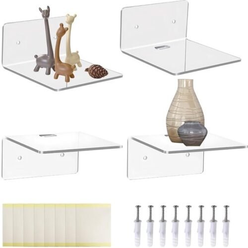 Unyqoos® Set van vier transparante acryl wandplanken voor veelzijdige decoratie