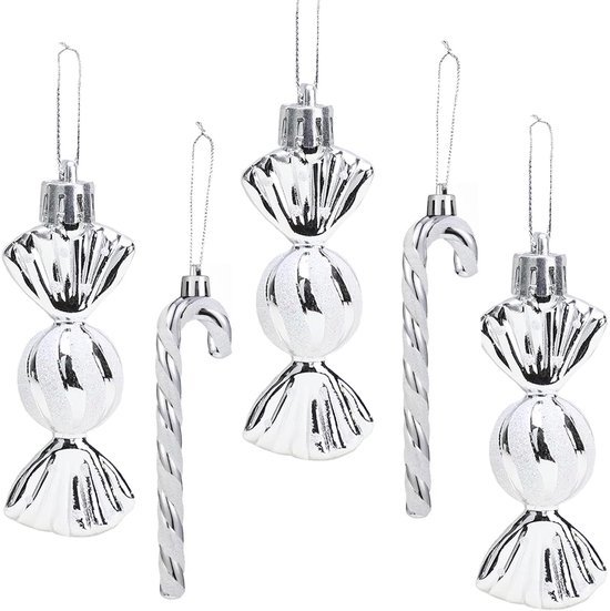 550x551-44.jpg Unyqoos® Set van 18 zilverwitte suikerstokken en kerstballen voor feestelijke boomdecoratie
