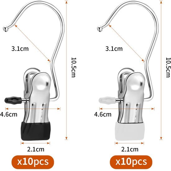 Unyqoos® Roestvrijstalen kleding- en handdoekclips voor veelzijdig gebruik thuis en op reis