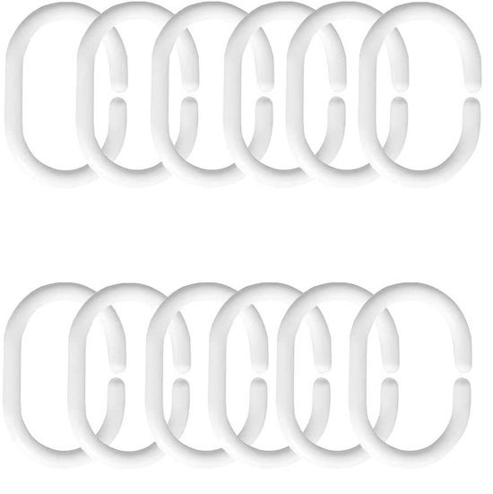 Unyqoos® Set van 12 C-vormige kunststof ringen voor douchegordijn