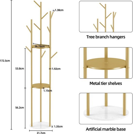 550x551-69.jpg Unyqoos® Stijlvolle kapstok met marmerlook en planken voor optimale organisatie