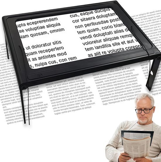 Unyqoos® Praktische rechthoekige leesloep met LED-verlichting en opvouwbare standaard