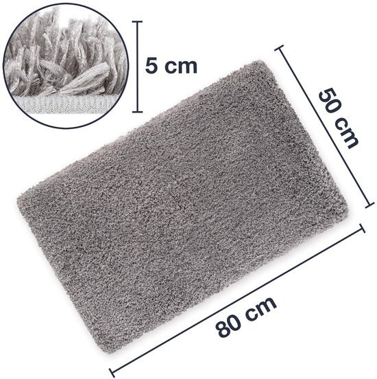 Unyqoos® Grijze antislip badmat met extra zachte vezels voor badkamer comfort