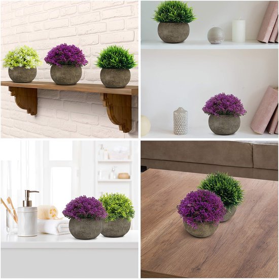 Unyqoos ® Kleurrijke Set van 4 Realistische Miniatuur Planten voor Diverse Interieurs en Ruimtes