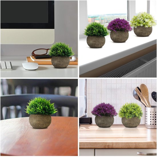 Unyqoos ® Kleurrijke Set van 4 Realistische Miniatuur Planten voor Diverse Interieurs en Ruimtes