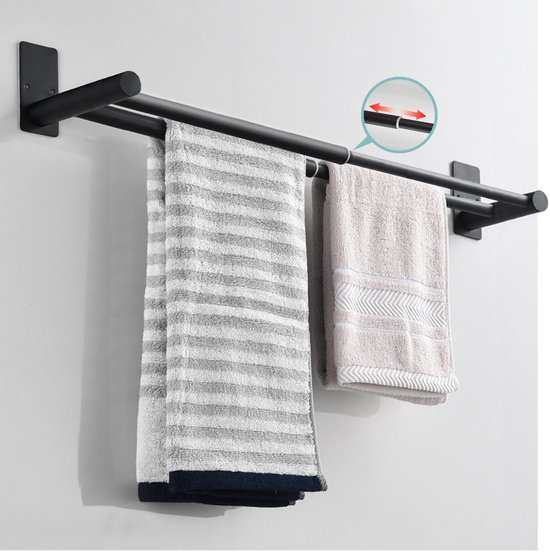 550x552-45.jpg Unyqoos® Uittrekbare handdoekhouder zonder boren met 2 opbergvakken en 2 stangen voor badkamer en keuken