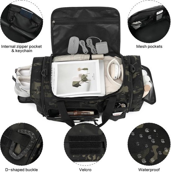 Unyqoos® Uitbreidbare sport- en reistas met schoenenvak en rugzakfunctie