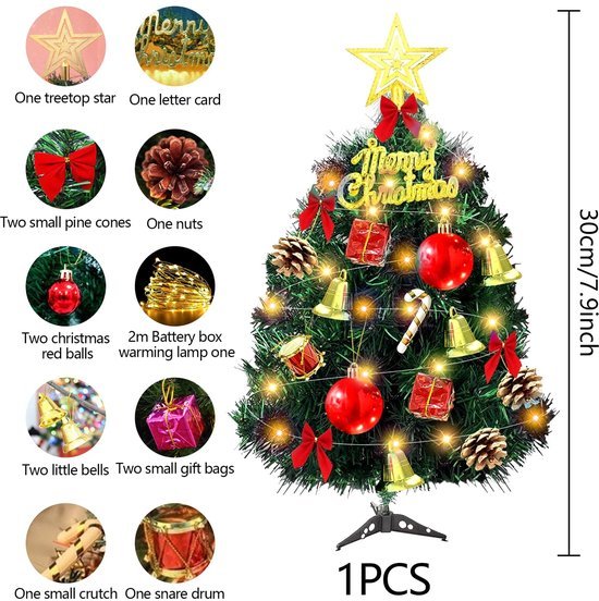 Unyqoos® Mini LED Kunstkerstboom van 30 cm voor Tafeldecoratie en Feestelijke Sfeer