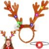 Unyqoos® LED Rendiergewei Haarband Met Rood Neusje Voor Feestelijke Gelegenheden