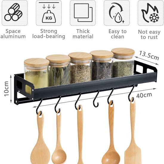 550x552-63.jpg Unyqoos ® Stijlvol Multifunctioneel Keuken- en Badkamer Wandrek met Handdoekhouder en Kruidenrek